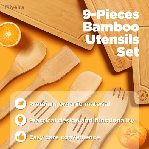 9-piece bamboo utensils set with premium organic material.