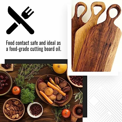 Wooden cutting boards with food contact safe label.