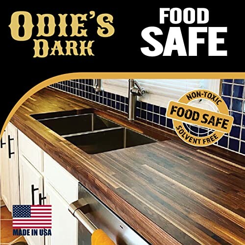 Kitchen countertop with Odie's Dark food safe finish.