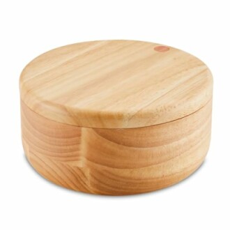 Round wooden box with lid