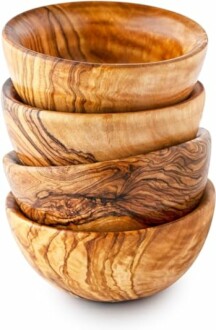 Olive Wood Mini 3" Bowls for Snacks