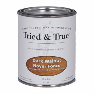 Tried & True Dark Walnut wood finish can showcasing its quality