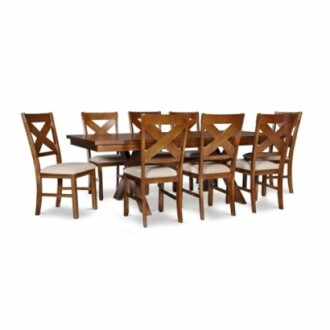 Wooden dining table set with six chairs