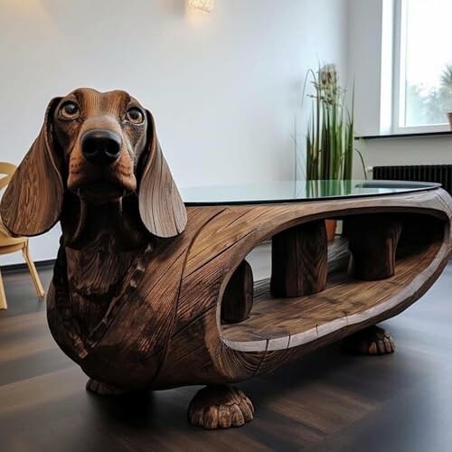 Dog-Shaped Wooden Table