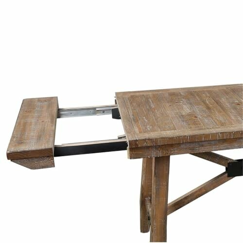 Wooden table with extension mechanism.