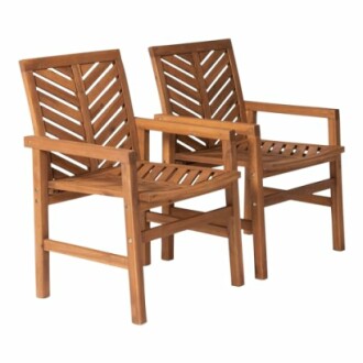 Walker Edison Outdoor Patio Chevron Wood Chair Set