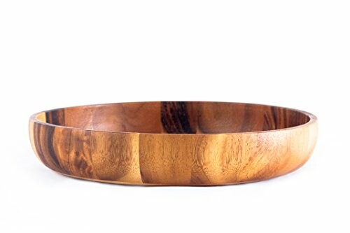 Round wooden serving bowl