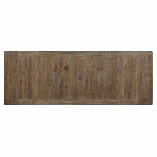 Rectangular wooden tabletop with a rustic finish.