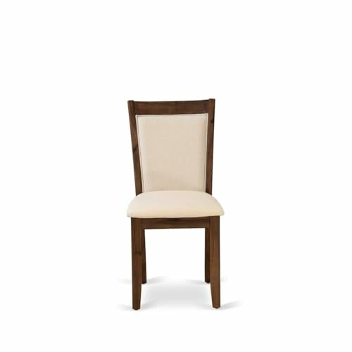 Wooden chair with beige upholstered seat and backrest