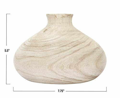 Natural wooden vase with dimensions